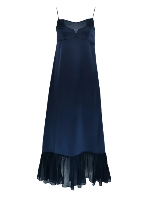 AZEEZA Layla chiffon-trim midi dress Blue LAYLAGOWNCHIFFONNAVY