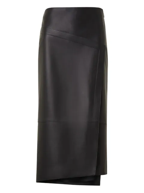 Akris leather asymmetric skirt Black 331906004996