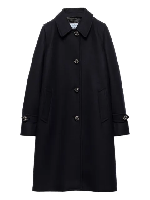 Prada single-breasted double loden coat Blue P655SESOOOC2O