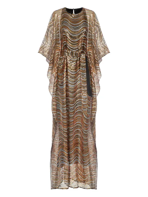 Taller Marmo Erte wave-pattern maxi kaftan Gold TMRE2620824