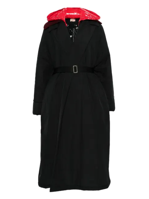 Plan C contrast-hood trench coat Black CSCAA52MYOTN032