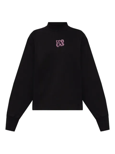 Palm Angels logo-detail mock-neck sweatshirt Black PWBA05CF25FLE0031030