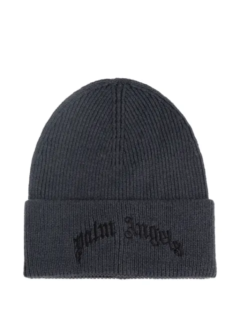 Palm Angels logo-embroidered beanie hat Grey PMLC030F25KNI002