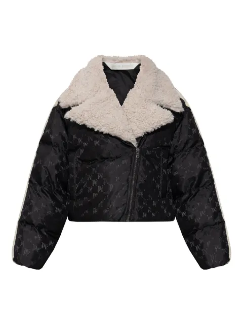 Palm Angels patterned faux-fur jacket Black PWED02BF25FAB0011003