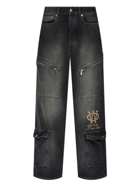 Off-White logo-embroidered jeans Black OMYA190F25DEN0011117