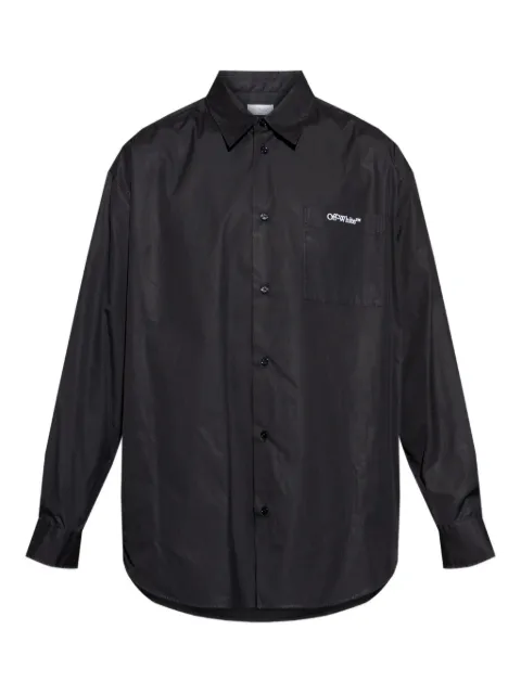 Off-White Arrows-motif cotton shirt Black OMGE004F25FAB0011001