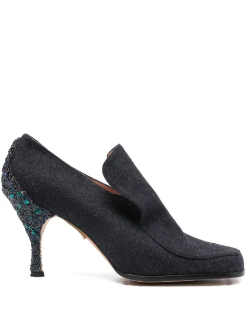 Romeo Gigli Pre-Owned 1990s crystal-embellished pumps Grey ROG350DQ
