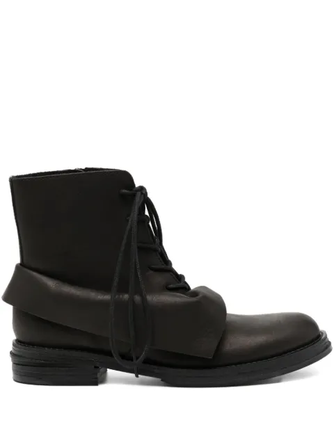 Yohji Yamamoto draped leather boots Black FLE09766