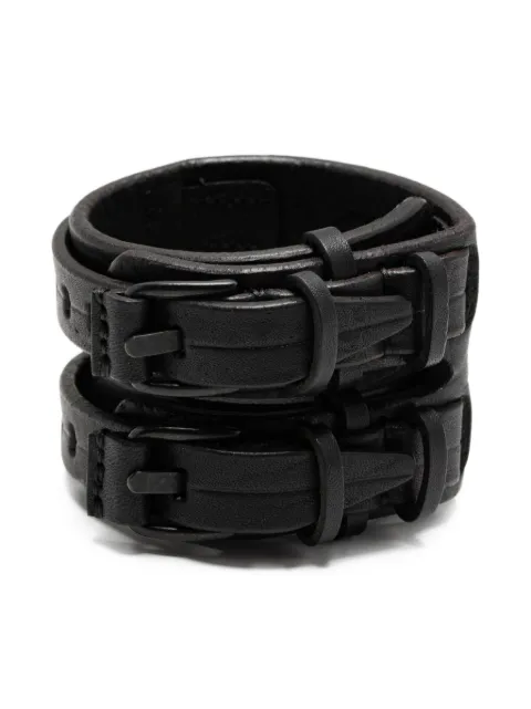 Julius double-belt leather bracelet Black 917ACU21