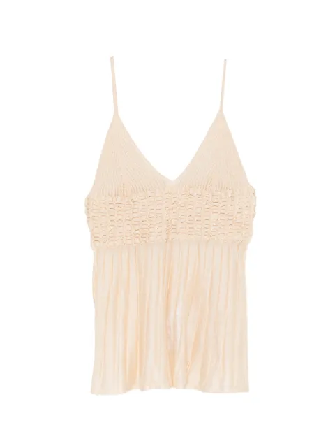 Circus Hotel pleated V-neck top Neutrals H4SD33
