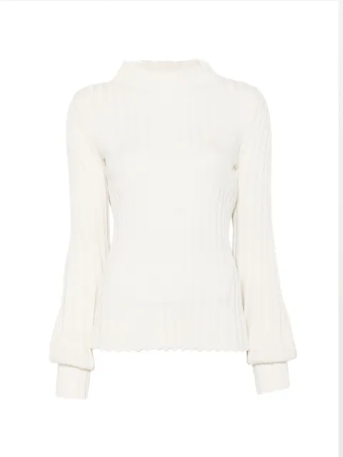 Liviana Conti ribbed-knit mock-neck sweater White F3WA19