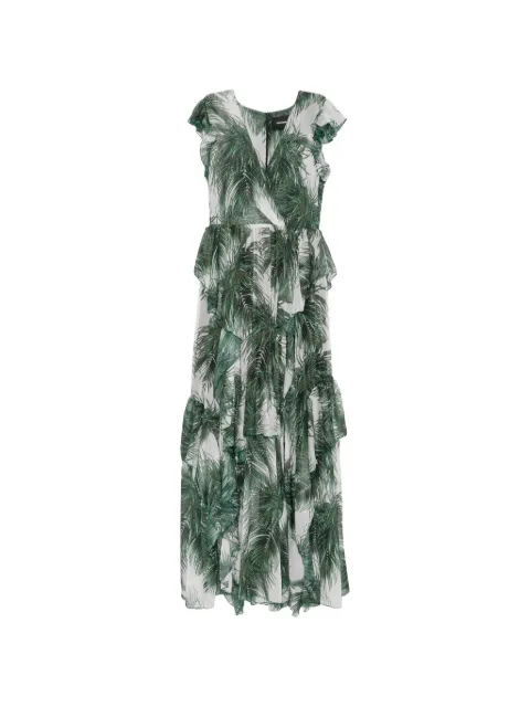Marco Bologna palm-print ruffled maxi dress White MIENFO