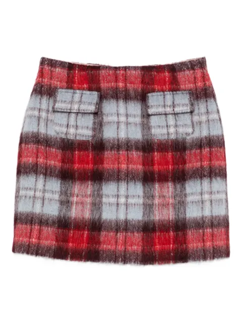 Nº21 flap-pocket checked mini skirt Red C0923042