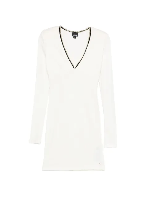 Just Cavalli beaded V-neck mini dress White S02CT1192N21650