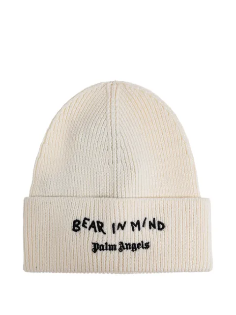 Palm Angels embroidered beanie hat Neutrals PWLC015F25KNI0010360