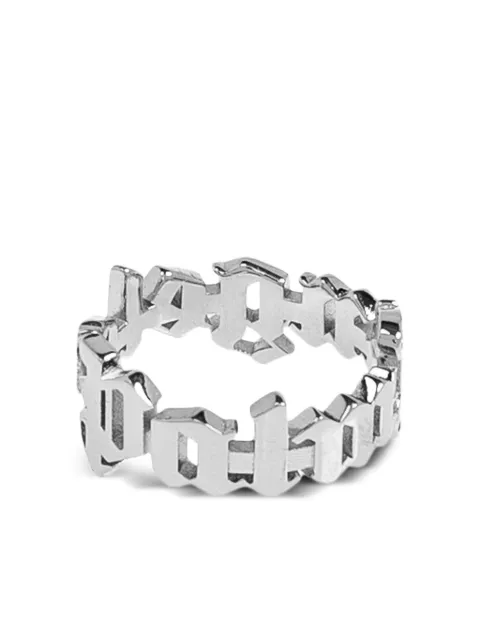 Palm Angels lettered ring Silver PMOC02CC99MAT0017272