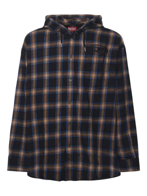 Diesel check-pattern hooded jacket Blue A194460AJF19XXA