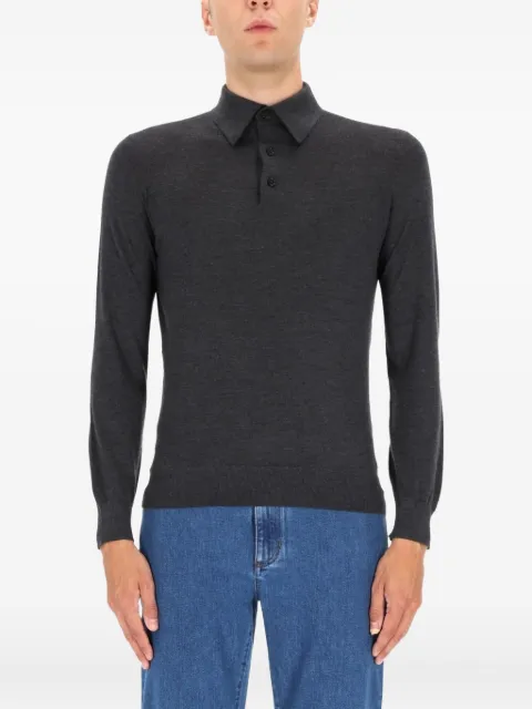 Zegna Long Sleeve Polo Shirt Grey UGJ00A2132K98