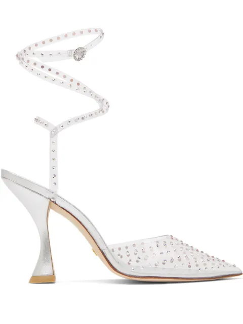 Stuart Weitzman 100mm Glam Xcurve embellished pumps White SC834PVTUQP