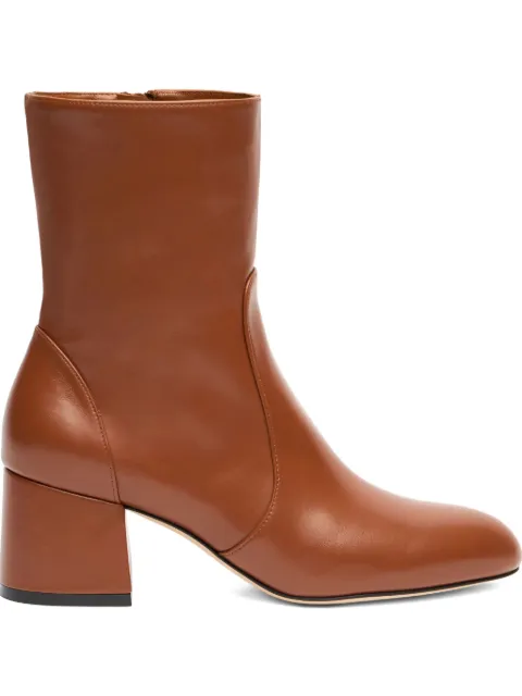 Stuart Weitzman zip block heel essentialist zip 60 ankle boots Brown SL366SMOXW6