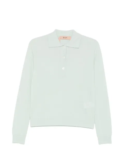 Nº21 logo-embroidered polo top Green A0329009