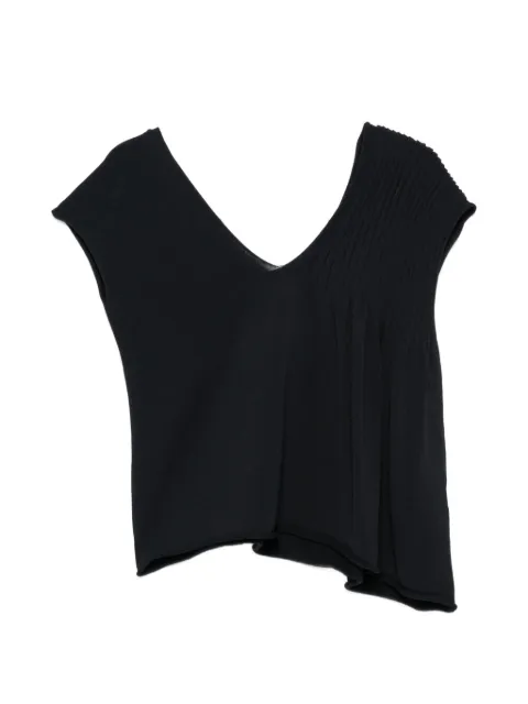 Liviana Conti pleated V-neck top Blue L3S050