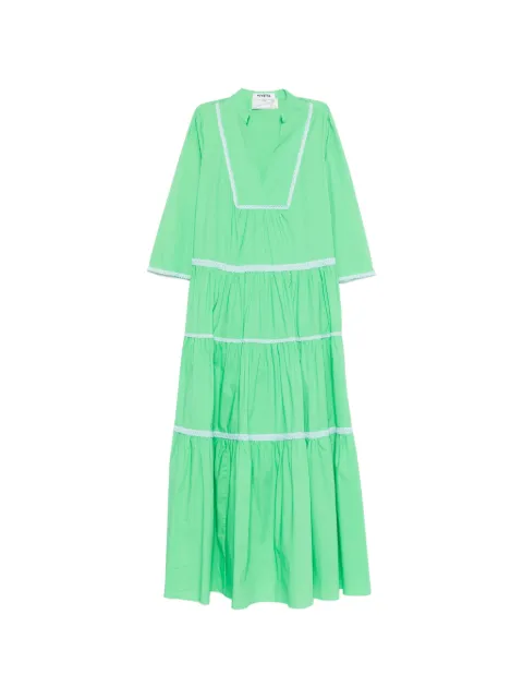 Vivetta tiered crochet-trim maxi dress Green 23EV2S0H061V026