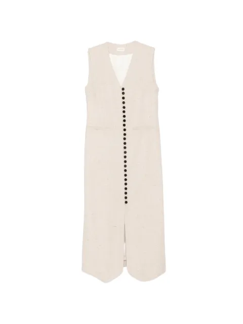 By Malene Birger Asadin button-up sleeveless midi dress Neutrals Q70762001