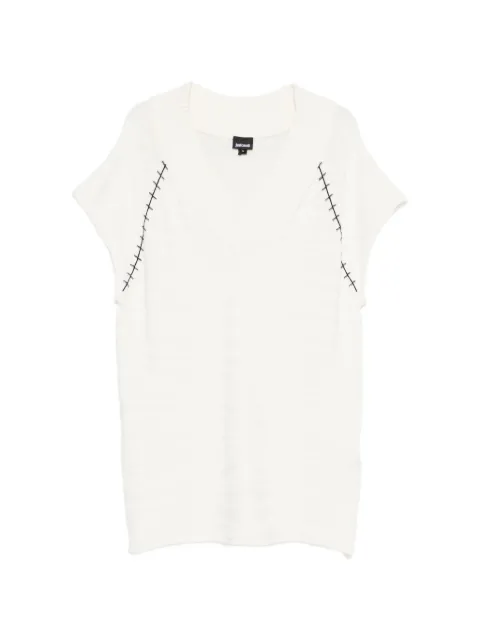 Just Cavalli V-neck stitch-detail mini dress White S04CT1182N15014