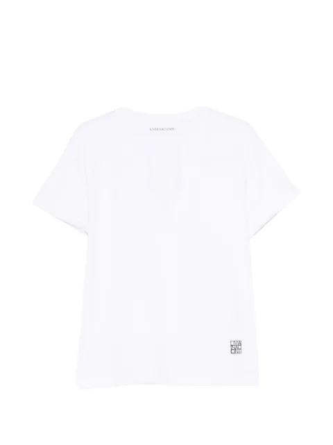 Liviana Conti logo-print V-neck T-shirt White L3SW50