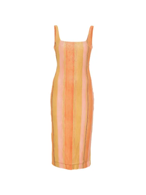 Água de Coco striped scoop-neck midi dress Orange E5077A2000