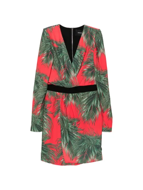 Marco Bologna palm-print wrap-style mini dress Red MIGHUTA