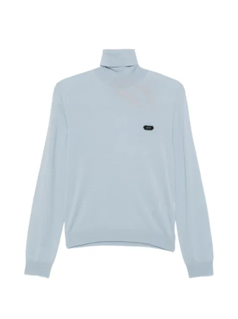 Nº21 logo-patch turtleneck sweater Blue A0329000