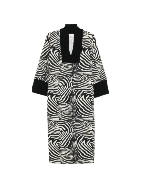 By Malene Birger Moldoa zebra-print ribbed-trim midi dress White Q70648004MOLDOA