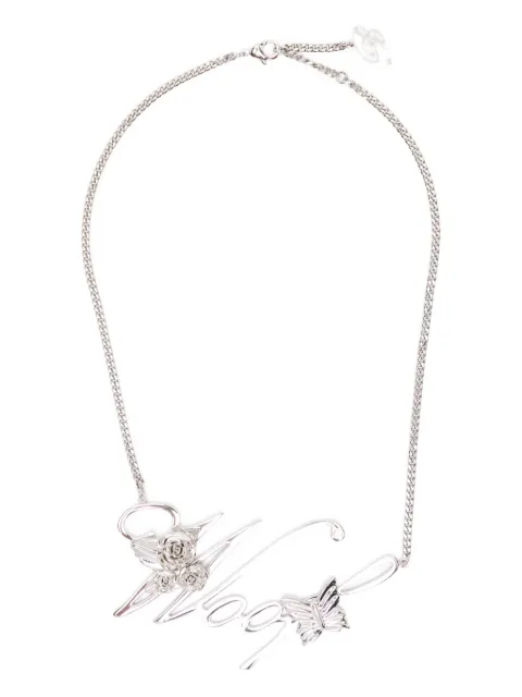Blumarine rose-detail butterfly-detail necklace Silver 2W388A