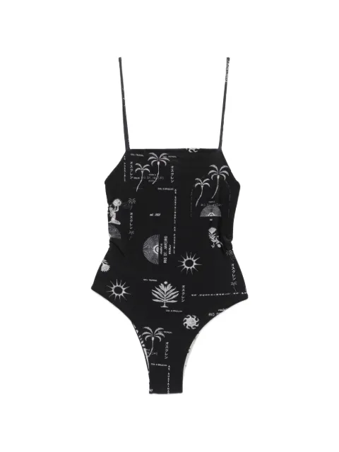 Osklen graphic-print cross-back swimsuit Black OSK72342