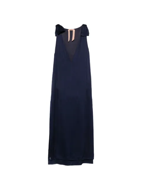 Nº21 bow V-neck dress Blue N2SH1725118