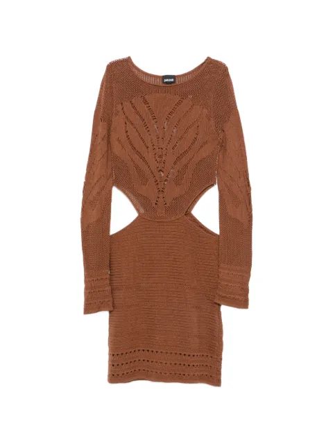 Just Cavalli cut-out crochet-knit mini dress Brown 15010