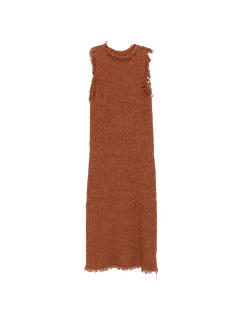 Liviana Conti frayed sleeveless midi dress Brown L5SG12