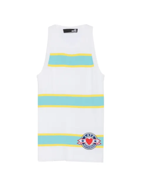 Love Moschino striped-pattern logo-patch top White WST04