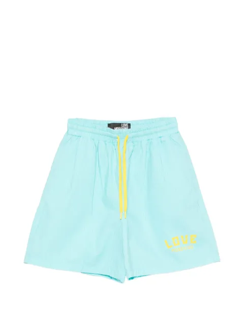 Love Moschino logo-print pinstripe-pattern shorts Blue WO196