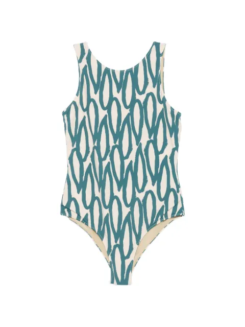 Liviana Conti Liviana abstract-print scoop-back swimsuit Green L3SV17