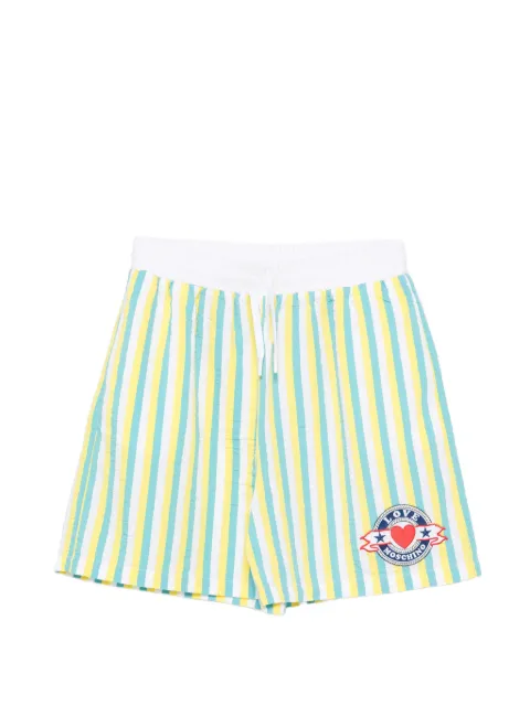 Love Moschino striped logo-patch shorts White WO19