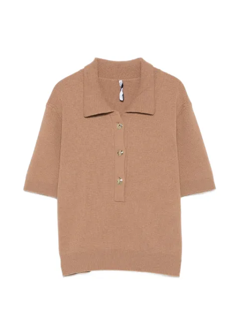 Liviana Conti short-sleeve knitted polo top Brown L4WC52