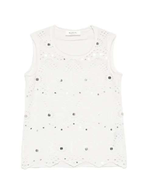 Blugirl broderie-anglaise sequin-embellishment top White RA2219