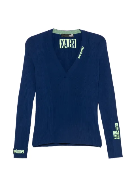 Love Moschino V-neck sweater Blue V0310X0844