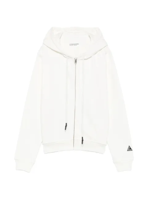 Liviana Conti zip-fastening drawstring hoodie Neutrals F2WJ60