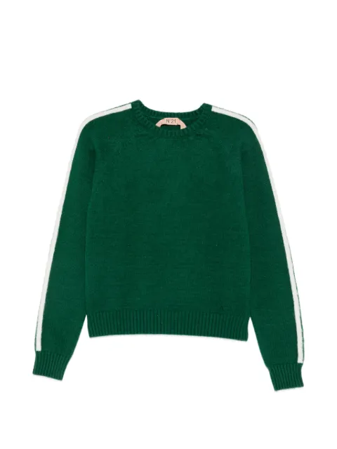 Nº21 side-stripe raglan-sleeve sweater Green AO20