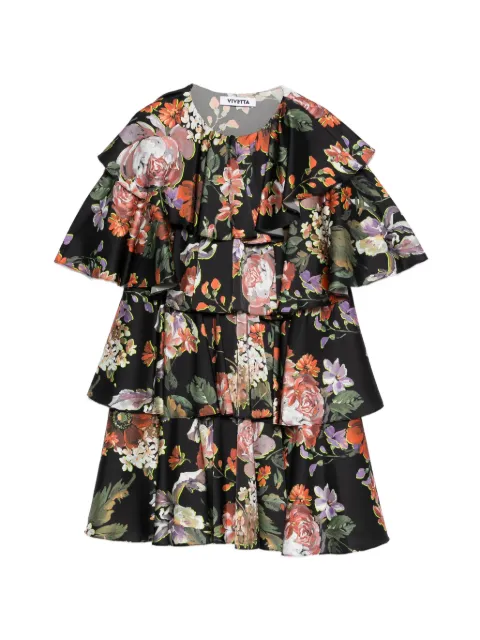 Vivetta ruffled floral-print mini dress Black H071V514