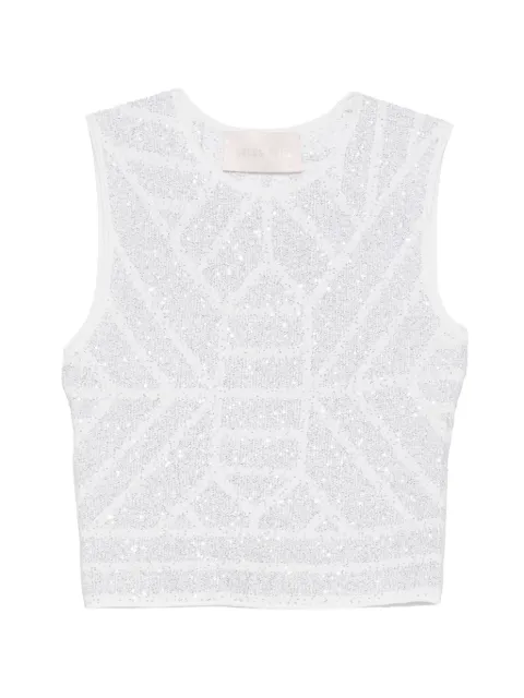 Circus Hotel sequinned sleeveless top White H4SK30